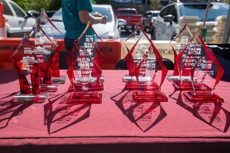 Awards sitting on a table