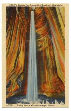 Retro post card image of Ruby Falls