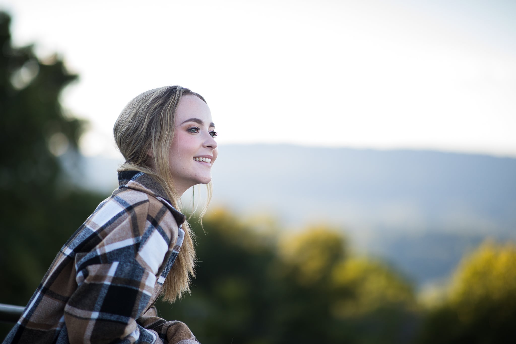 A woman takes in a natural view