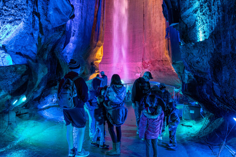 People standing in front of Ruby Falls