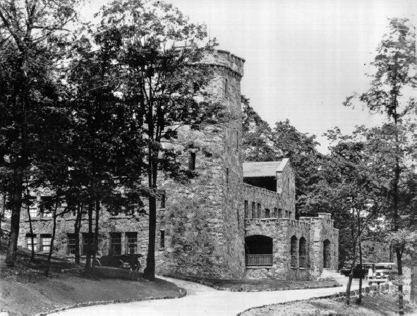 Black and white photo of Ruby Falls