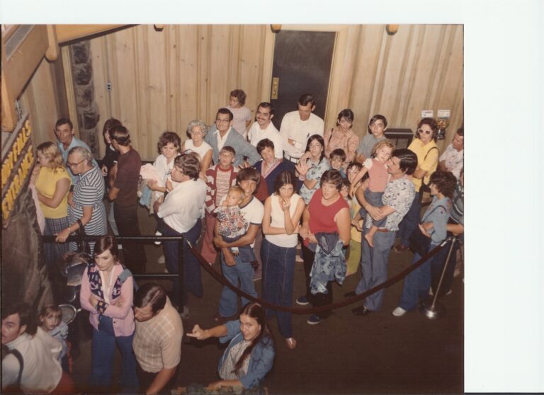 Vintage color photo of people at Ruby Falls