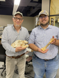 Matt Bushell and Dr. Blaine Schubert with Ice Age fossils donated by Ruby Falls to the Gray Fossil Site and Museum through ETSU Center of Excellence in Paleontology partnership.