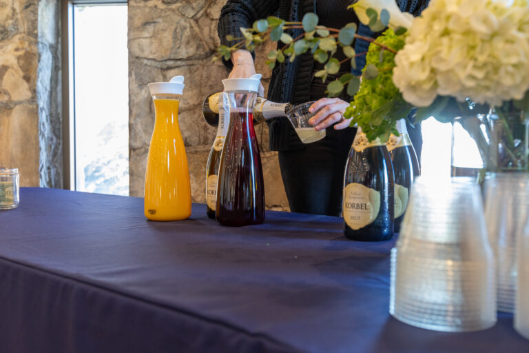 Table with black tablecloth