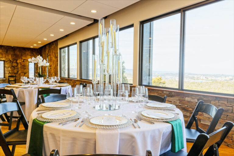 Elegantly set table at Skyline Loft event venue