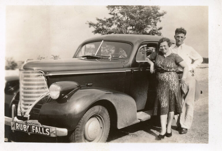 Vintage Car with Bumper Tag