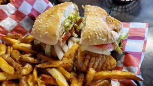 Burger and fries