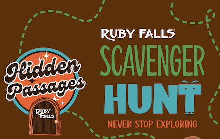 Hidden Passages logo on a chocolate brown background with a dotted green line weaving through the graphic