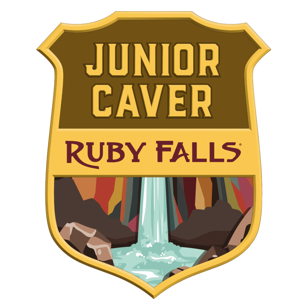 Badge showing a graphic of a waterfall with a text overlay.